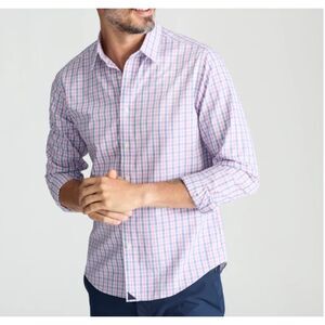 ~ UNTUCKit Lg Men's Wrinkle-Free Shirt Pink/Purple Blue Check Plaid Long Sleeves